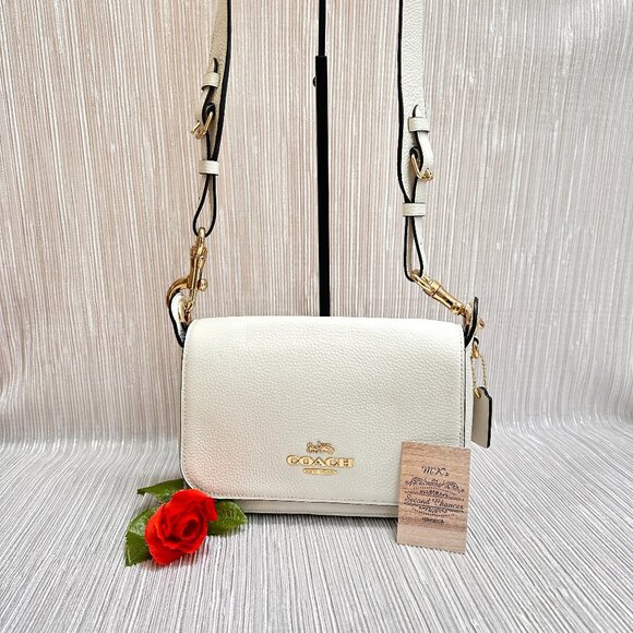 COACH Small Jes Messenger F76698 - Chalk Refined Pebble Leather Crossbody in EUC - Picture 1 of 14